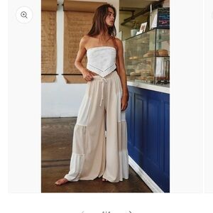 BUCKETLIST Cream Wide Leg Jumpsuit with Elegant Flow